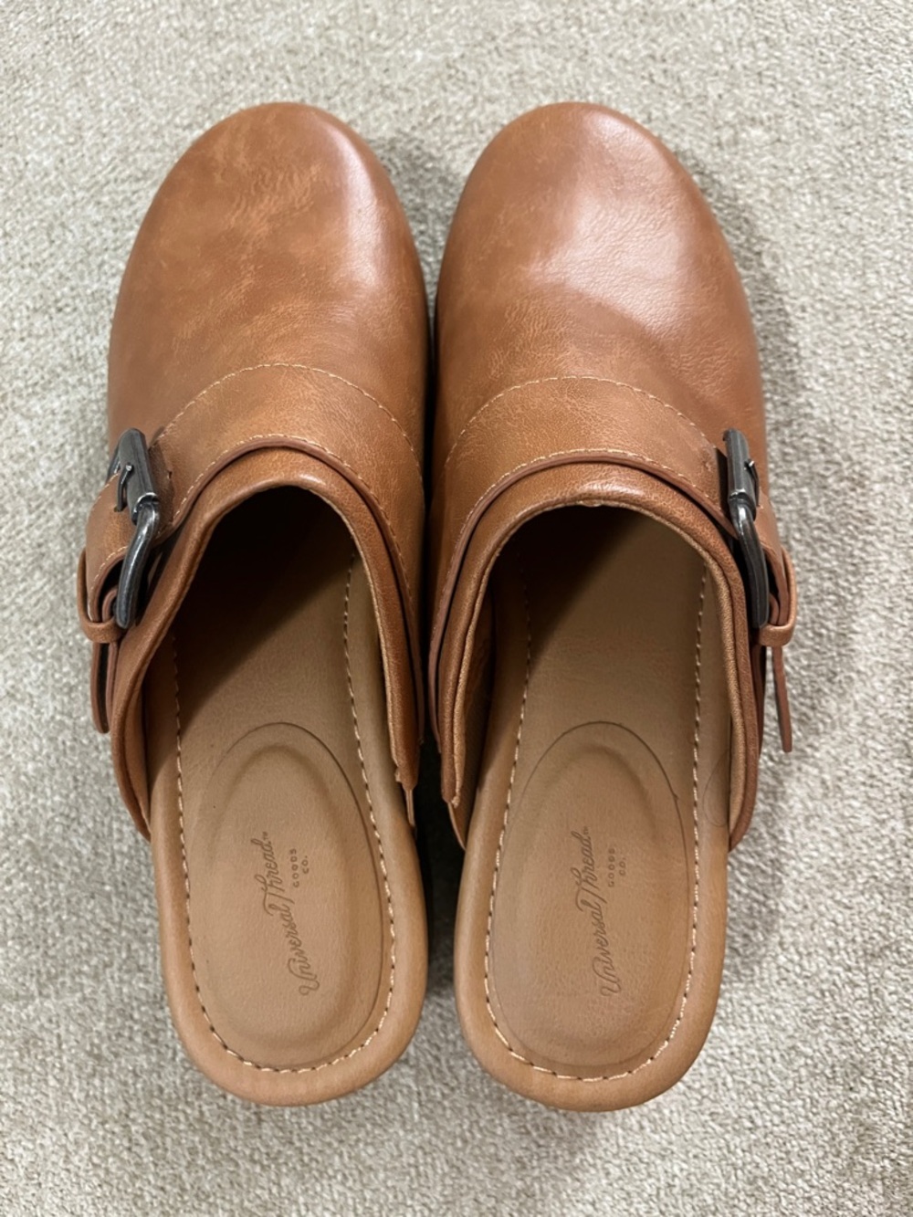 Universal Thread Brown Leather Buckle Clog Mules - Picture 4 of 11